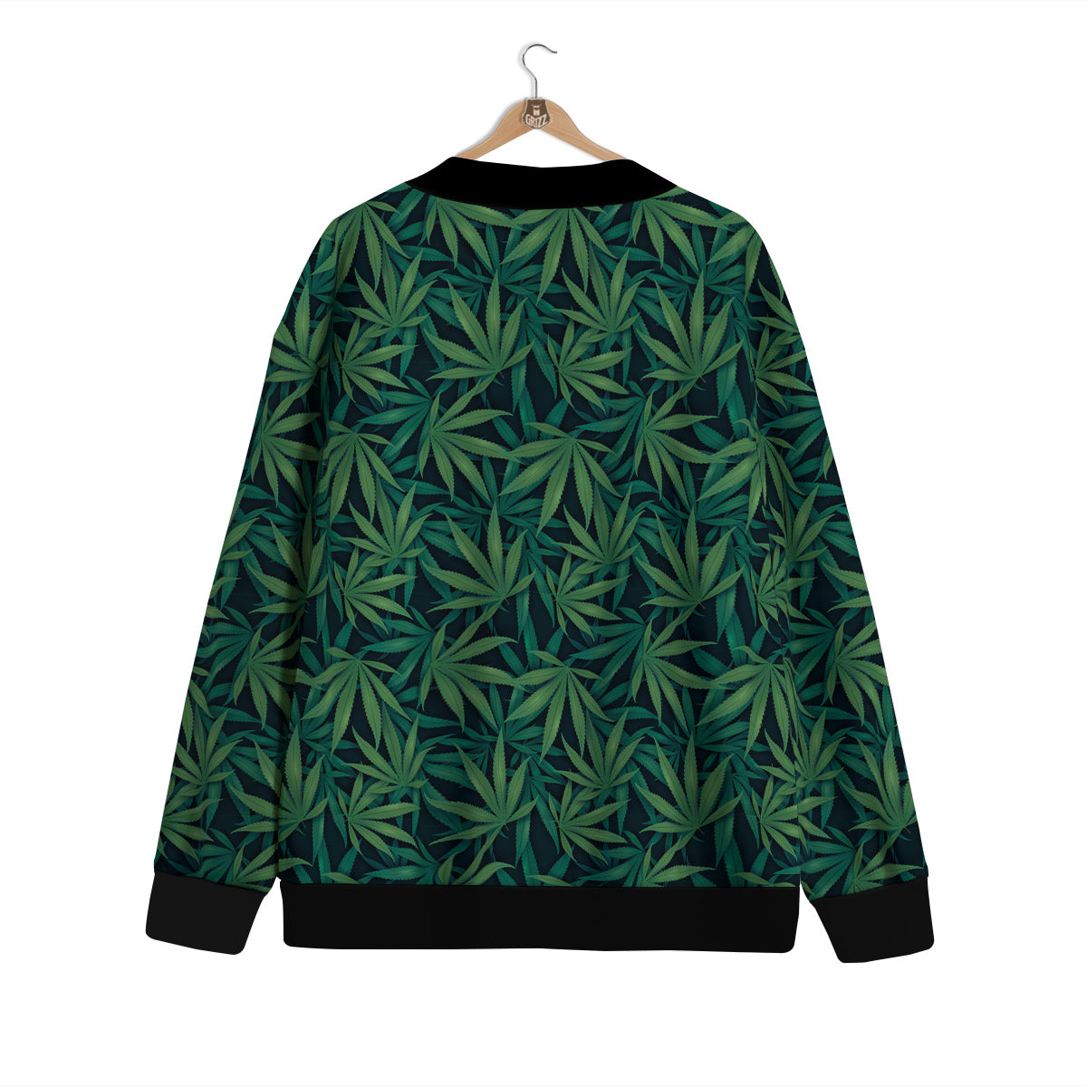 Hemp Dark Green Print Pattern Cardigan-grizzshop
