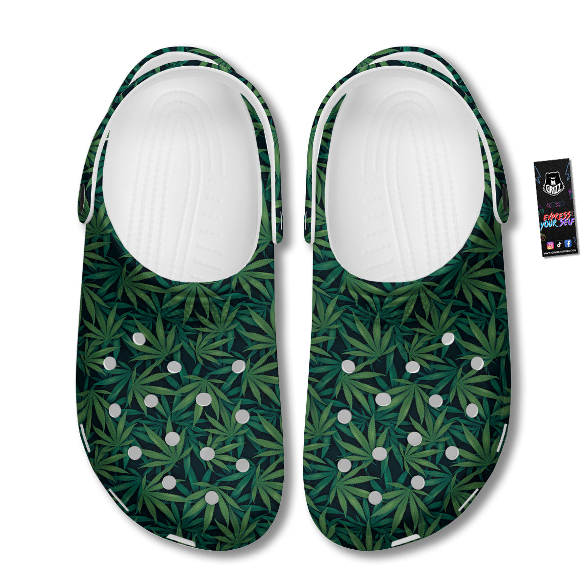 Hemp Dark Green Print Pattern Clog-grizzshop