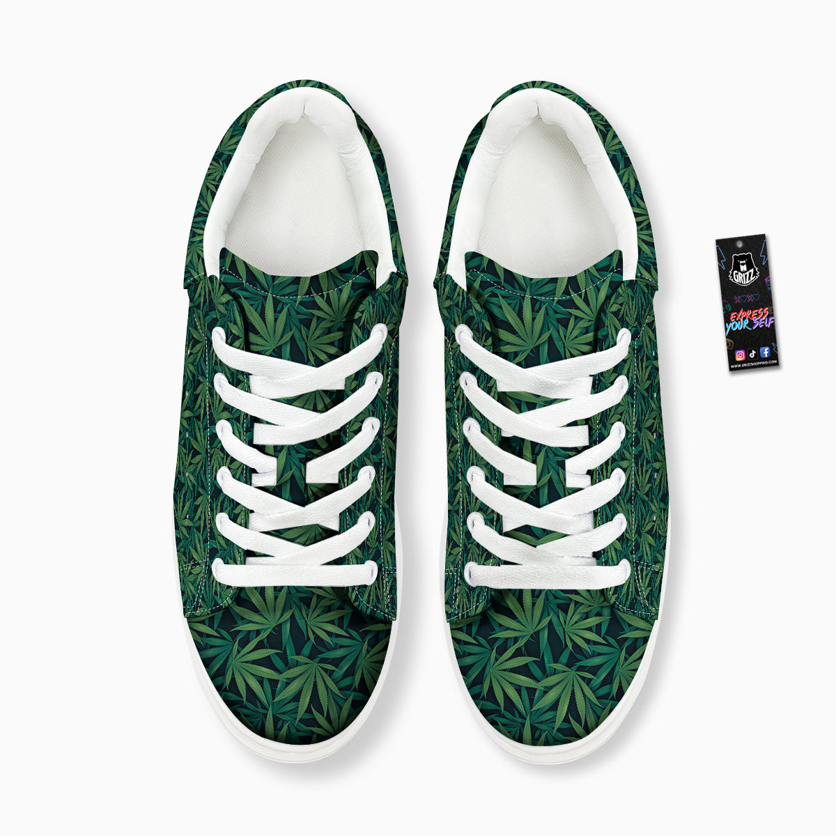 Hemp Dark Green Print Pattern Platform Shoes-grizzshop