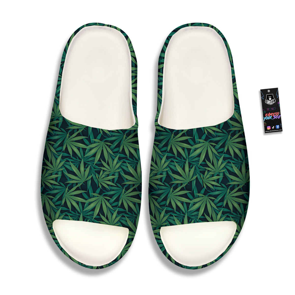 Hemp Dark Green Print Pattern Sandals-grizzshop