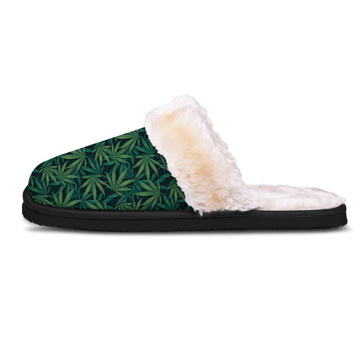 Hemp Dark Green Print Pattern Slippers-grizzshop