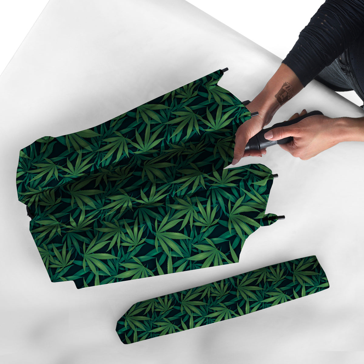 Hemp Dark Green Print Pattern Umbrella-grizzshop