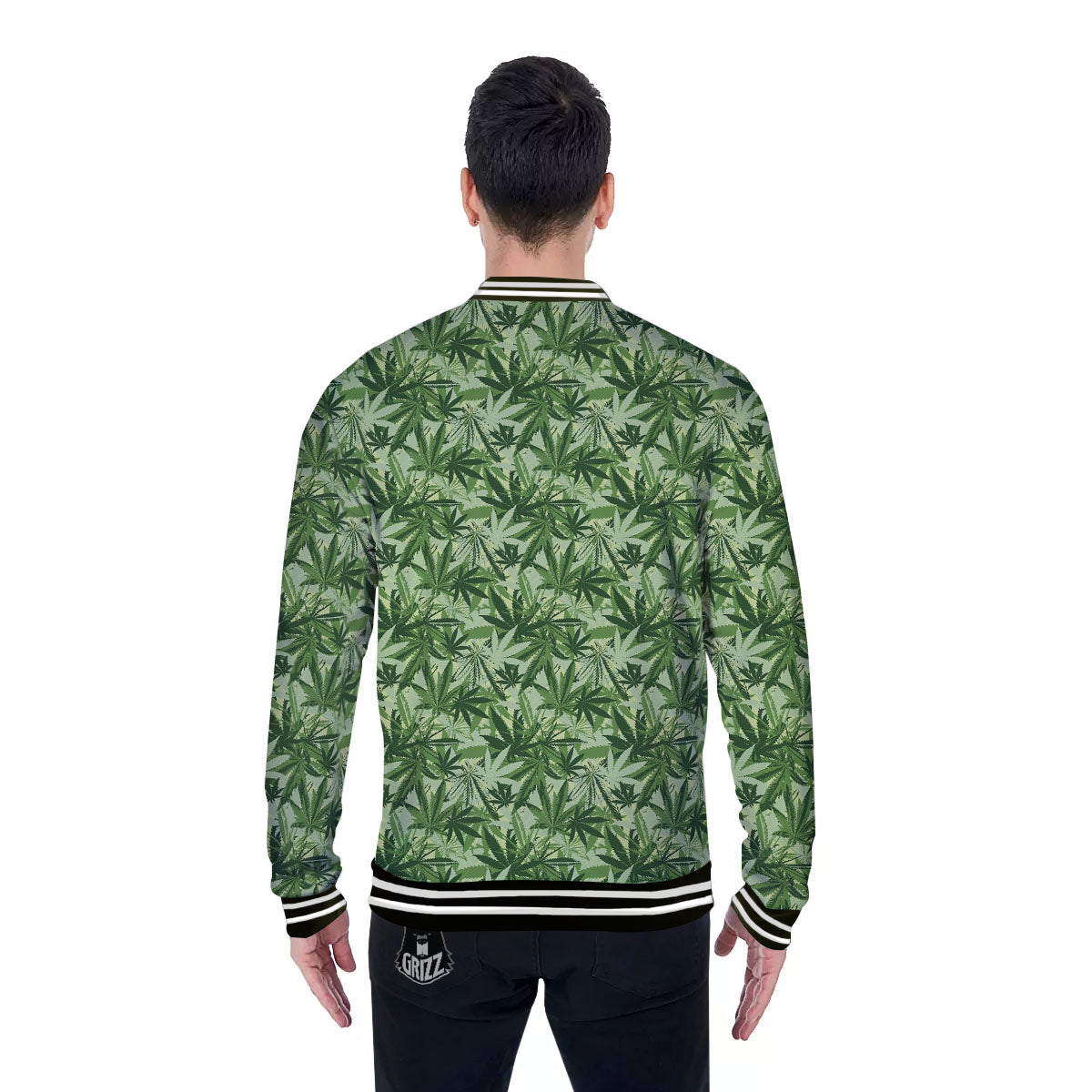 Hemp Leaf Print Pattern Baseball Jacket-grizzshop
