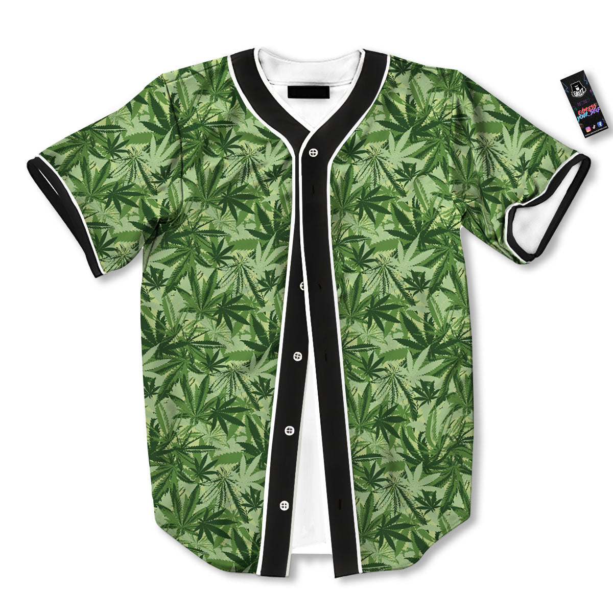 Hemp Leaf Print Pattern Baseball Jersey-grizzshop