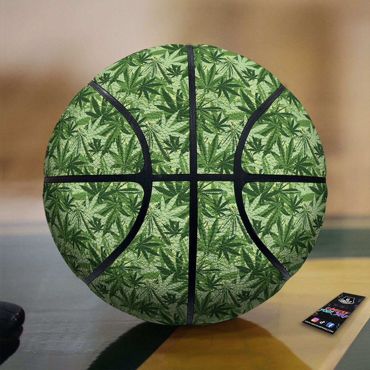 Hemp Leaf Print Pattern Basketball-grizzshop