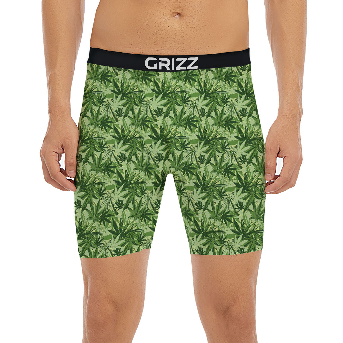 Hemp Leaf Print Pattern Boxer Briefs-grizzshop