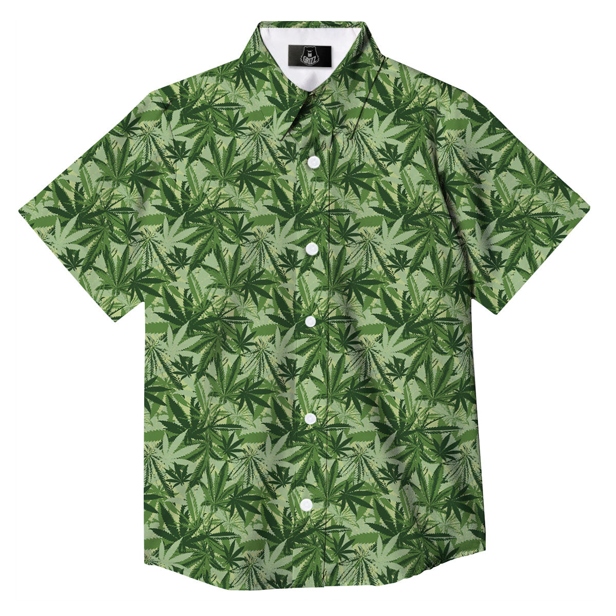 Hemp Leaf Print Pattern Button Up Shirt-grizzshop