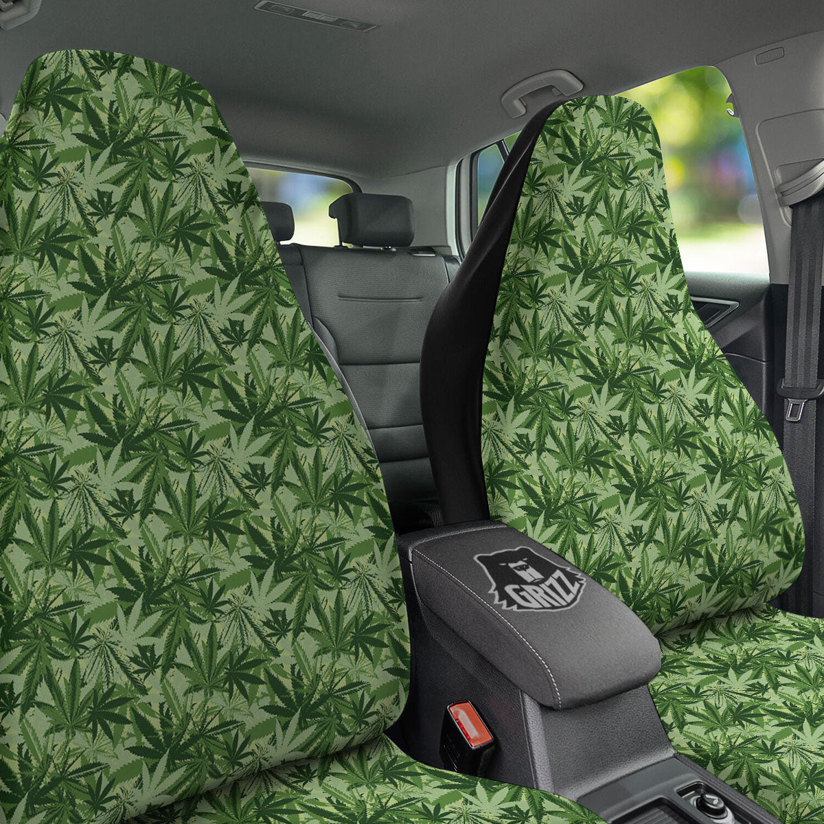 Hemp Leaf Print Pattern Car Seat Covers-grizzshop
