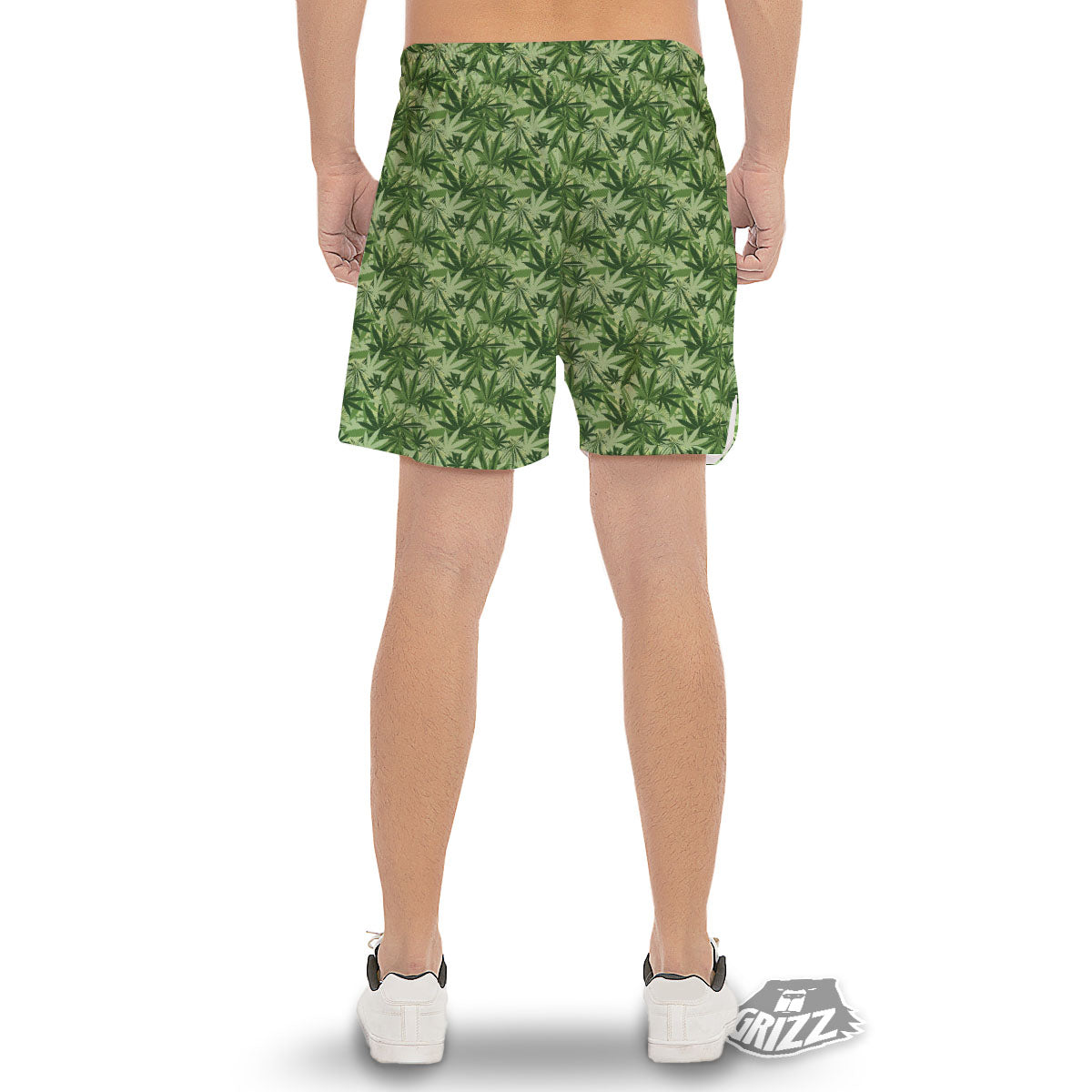 Hemp Leaf Print Pattern Men's Gym Shorts-grizzshop