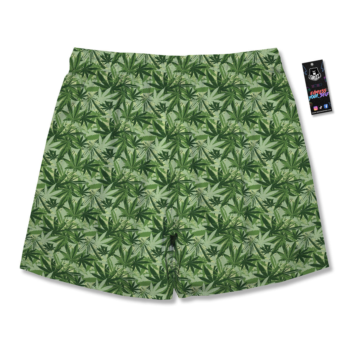 Hemp Leaf Print Pattern Men's Running Shorts-grizzshop