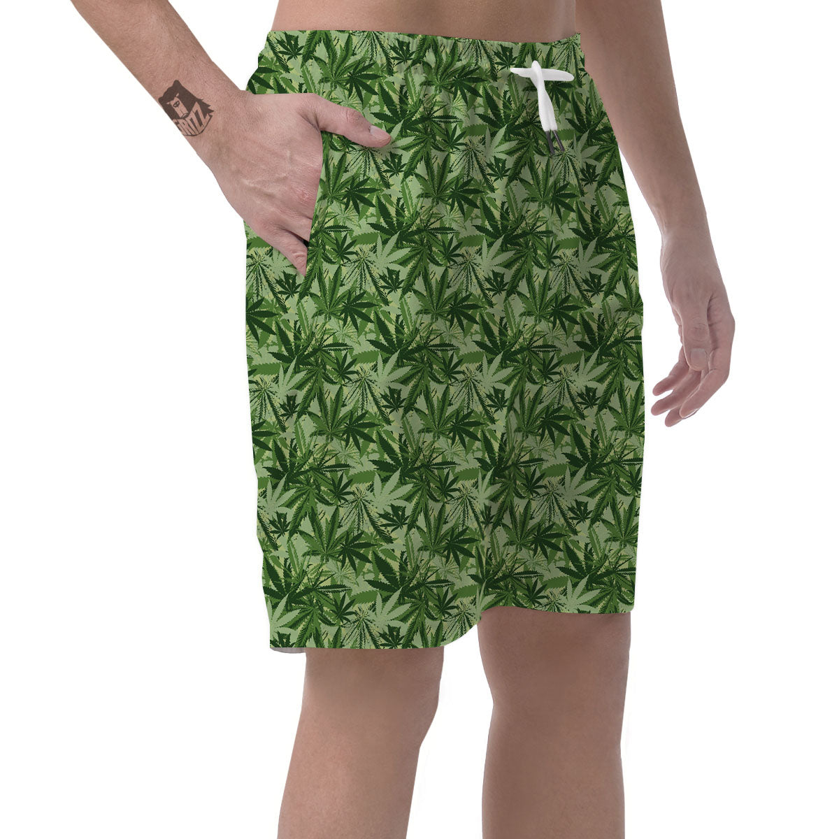 Hemp Leaf Print Pattern Men's Shorts-grizzshop