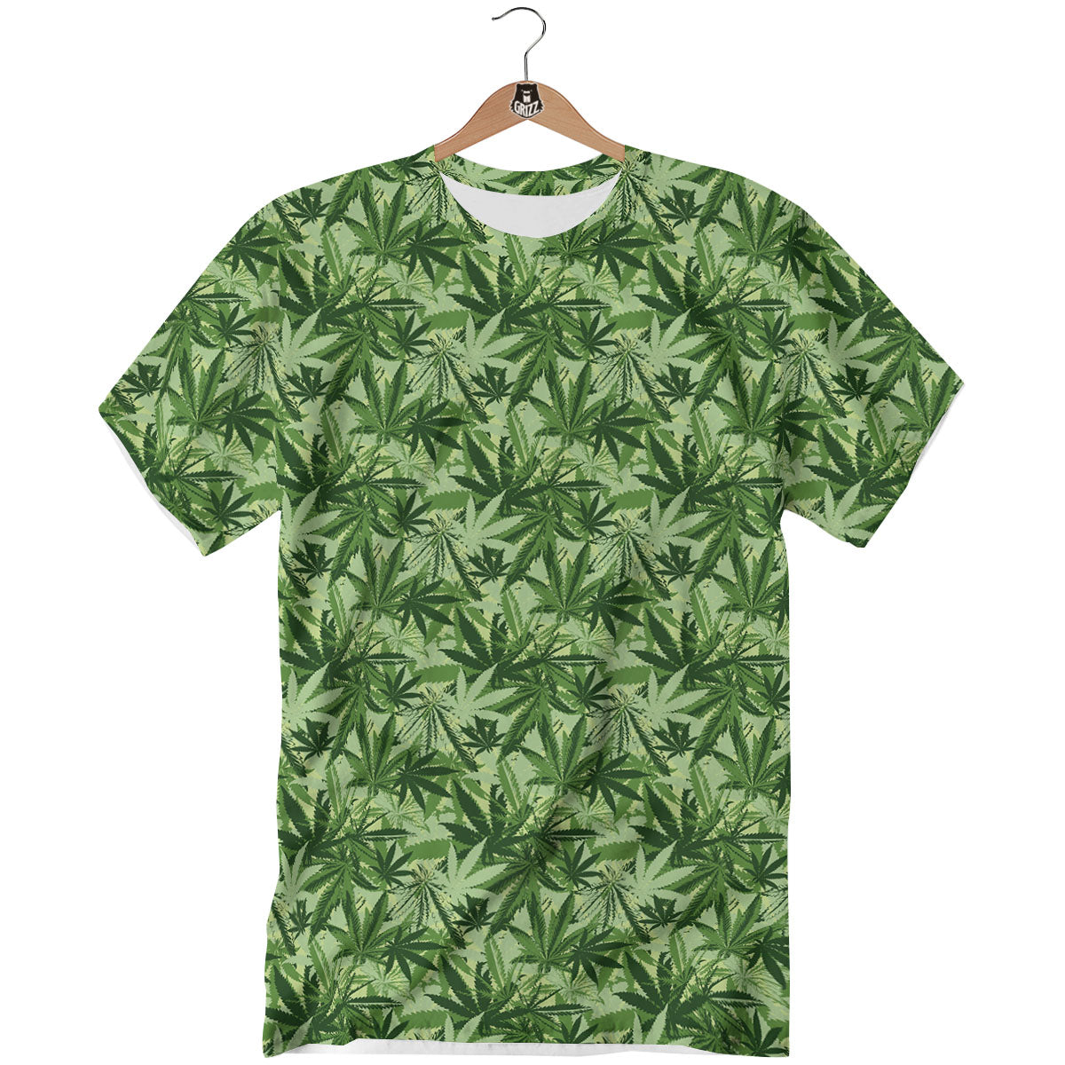 Hemp Leaf Print Pattern T-Shirt-grizzshop