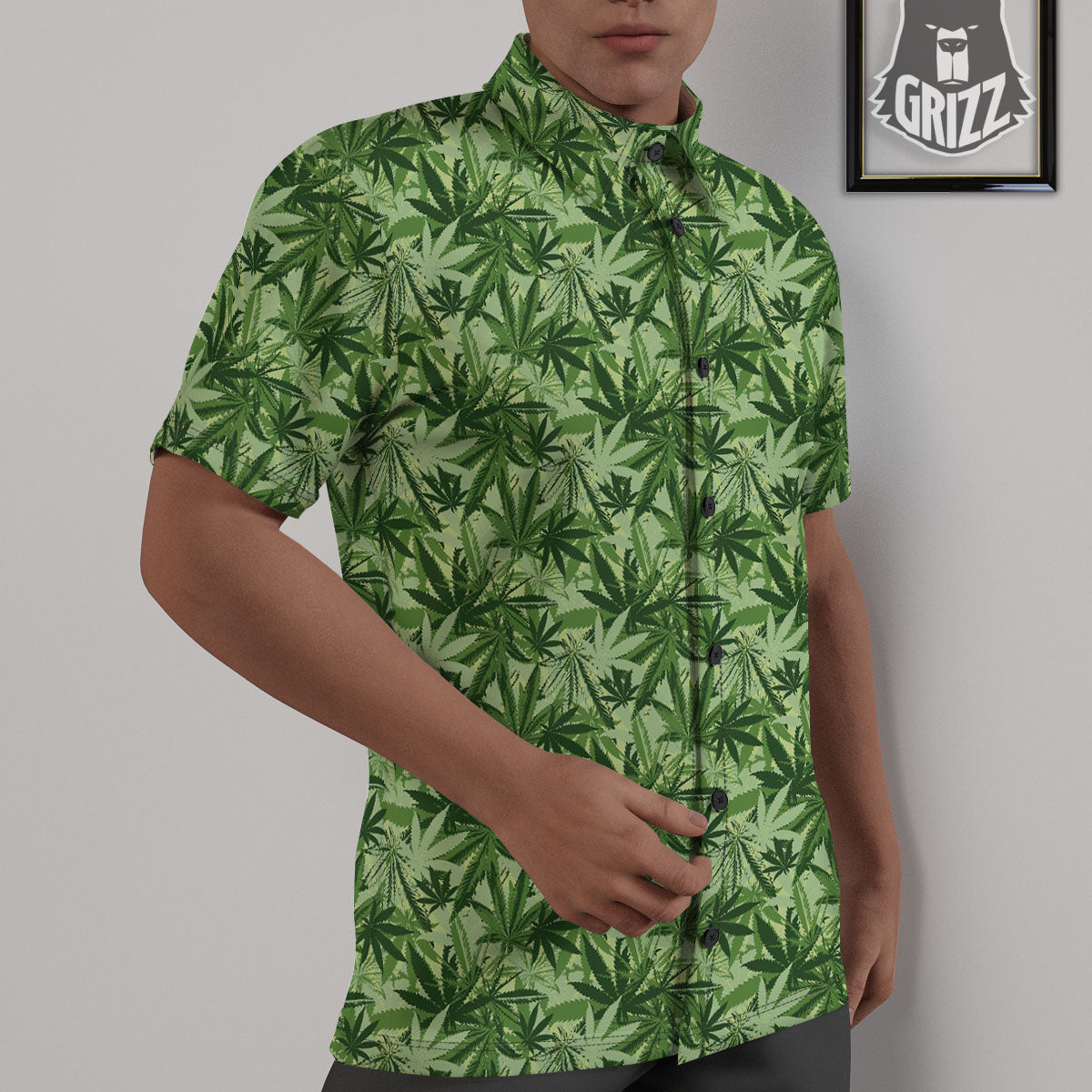 Hemp Leaf Print Pattern Untucked Shirts-grizzshop