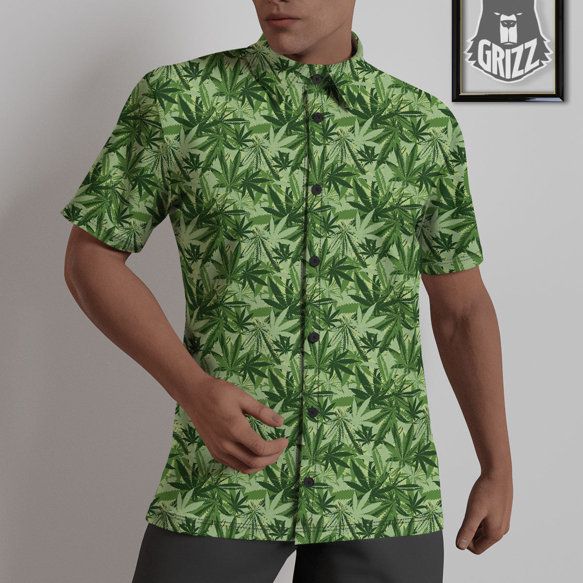 Hemp Leaf Print Pattern Untucked Shirts-grizzshop
