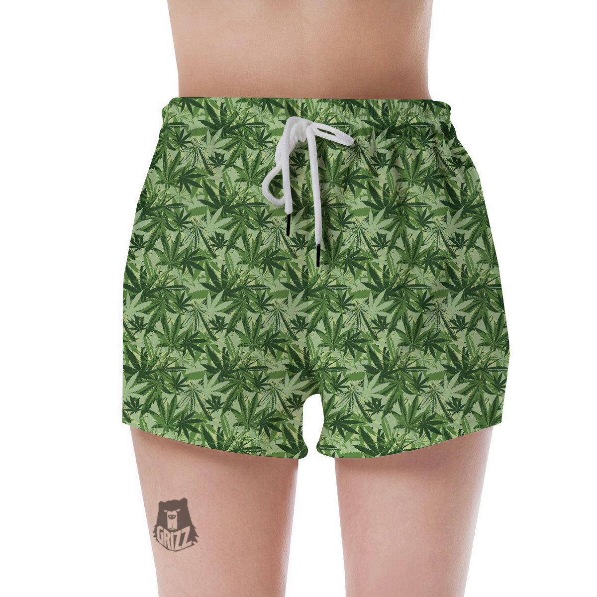Hemp Leaf Print Pattern Women's Shorts-grizzshop