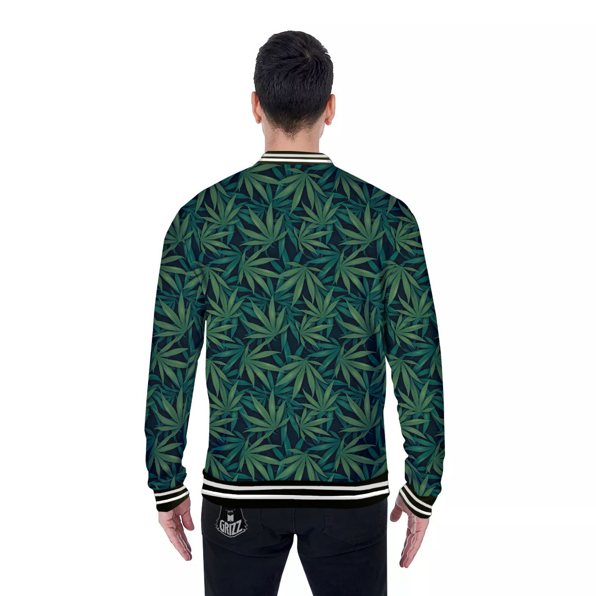 Hemp Leaves Green Print Pattern Baseball Jacket-grizzshop