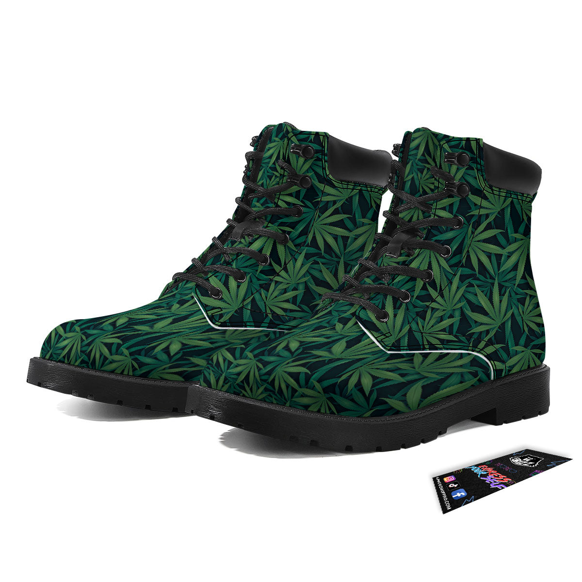 Hemp Leaves Green Print Pattern Boots-grizzshop