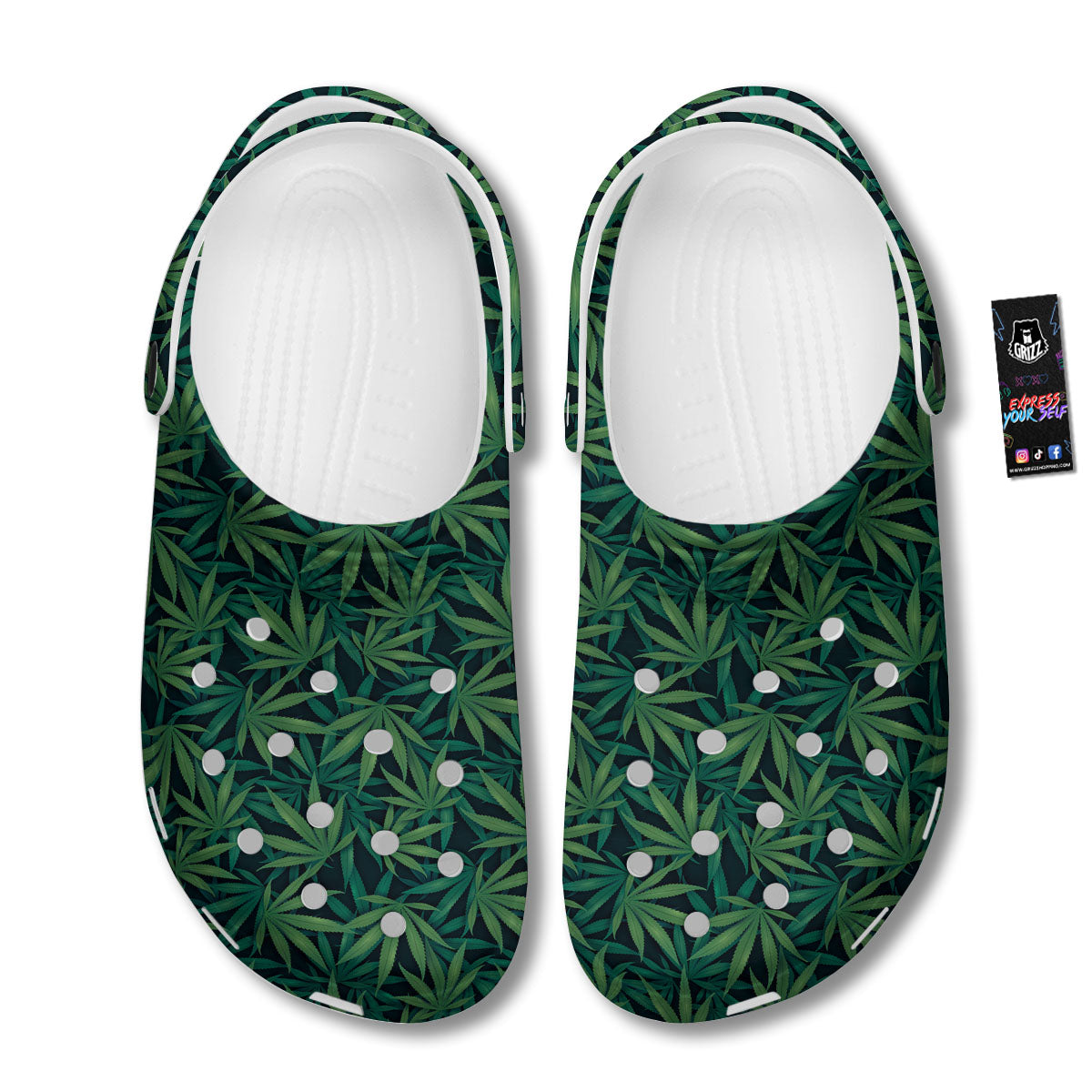 Hemp Leaves Green Print Pattern Clog-grizzshop