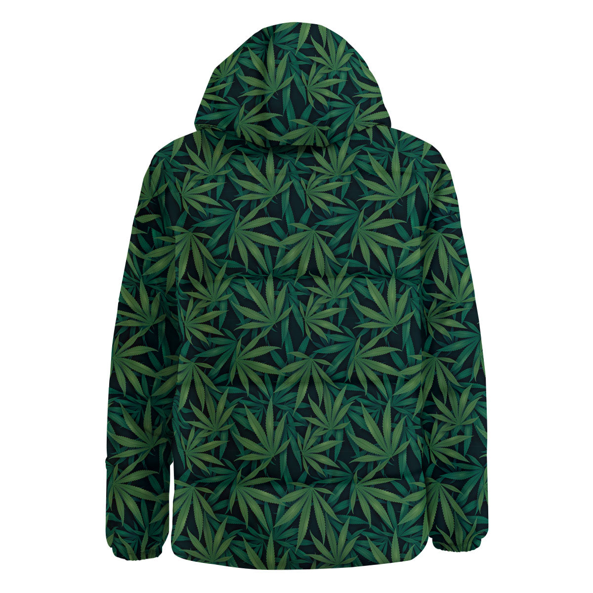 Hemp Leaves Green Print Pattern Down Jacket-grizzshop