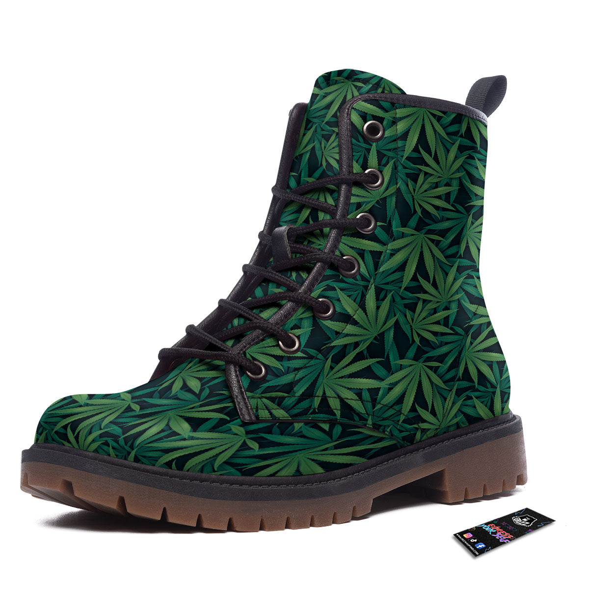 Hemp Leaves Green Print Pattern Work Boots-grizzshop