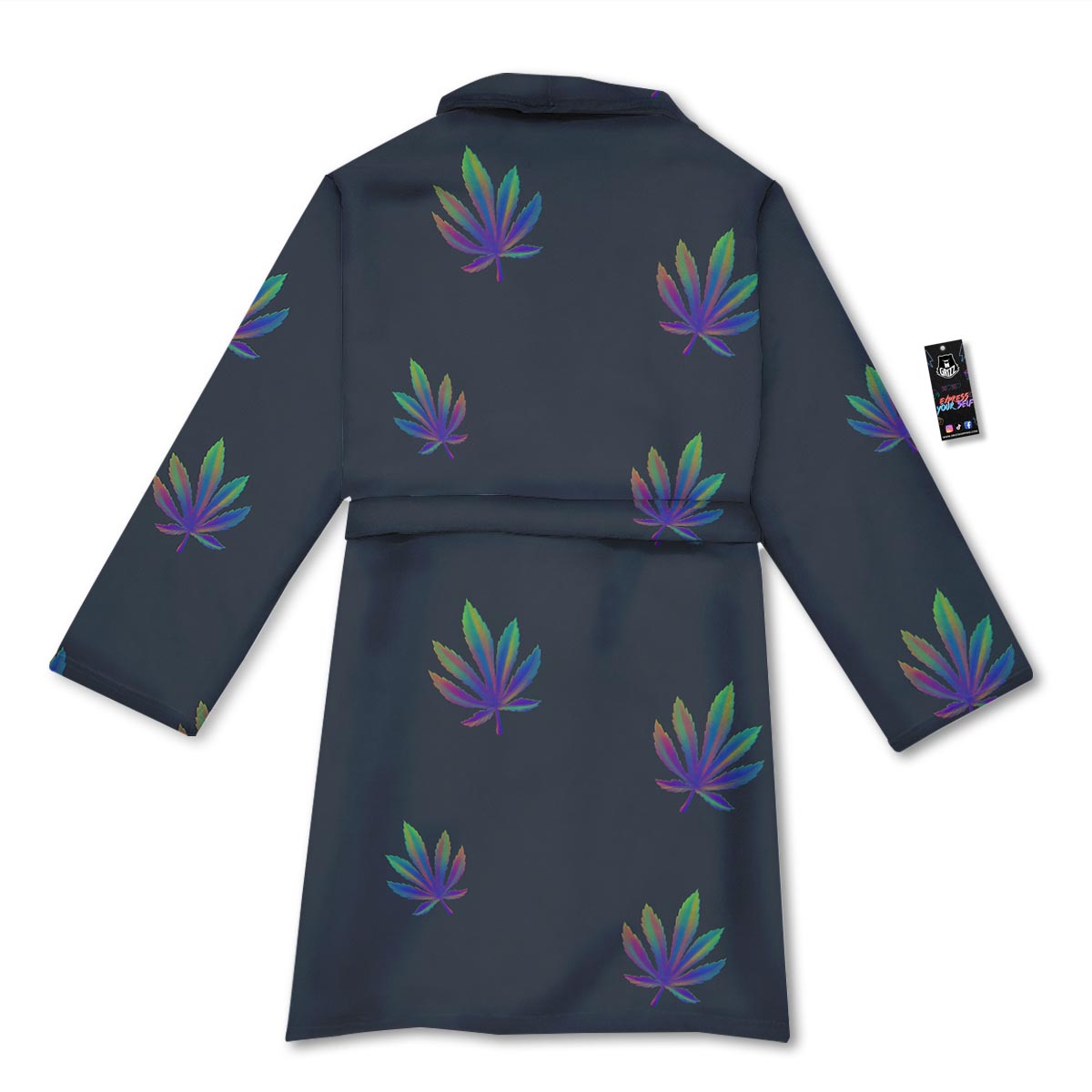 Hemp Leaves Reggae Trippy Print Pattern Bathrobe-grizzshop