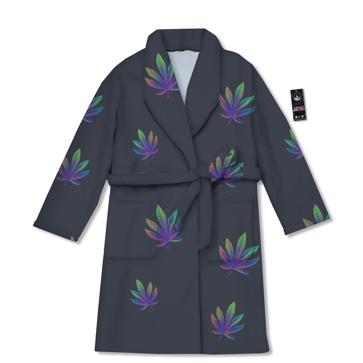 Hemp Leaves Reggae Trippy Print Pattern Bathrobe-grizzshop