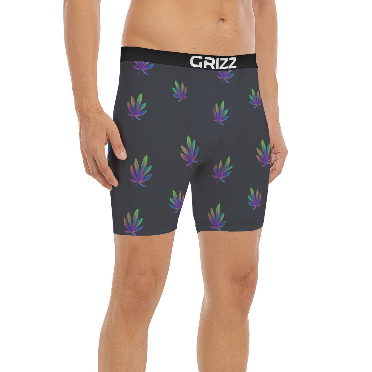 Hemp Leaves Reggae Trippy Print Pattern Boxer Briefs-grizzshop