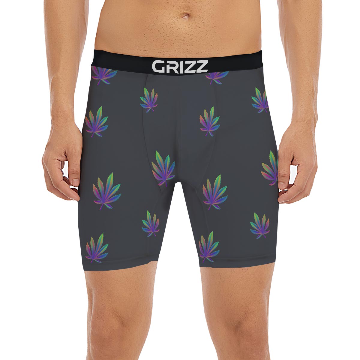 Hemp Leaves Reggae Trippy Print Pattern Boxer Briefs-grizzshop