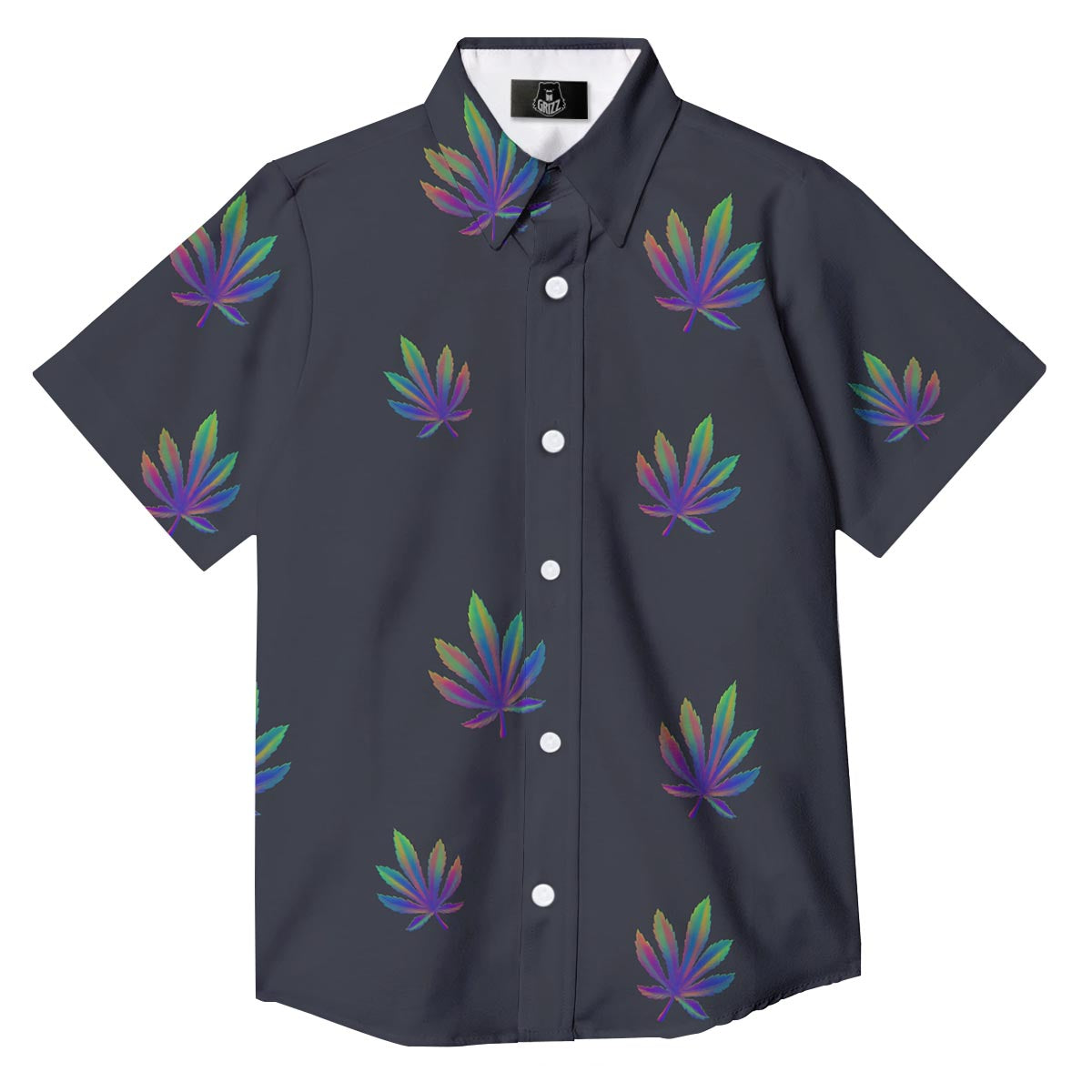 Hemp Leaves Reggae Trippy Print Pattern Button Up Shirt-grizzshop