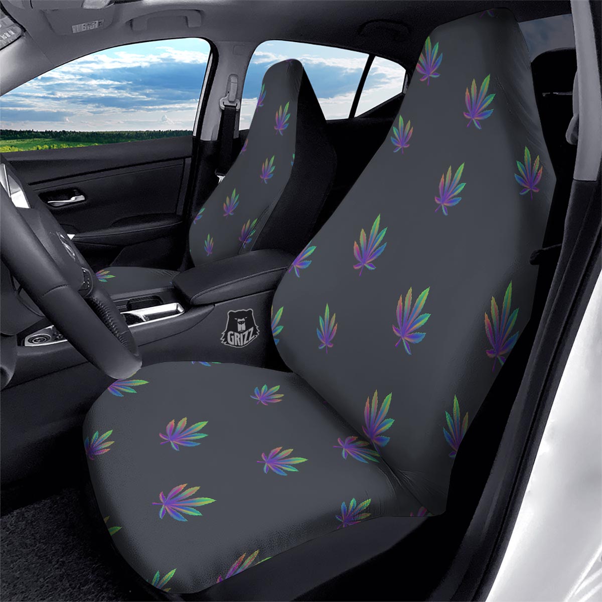 Hemp Leaves Reggae Trippy Print Pattern Car Seat Covers-grizzshop
