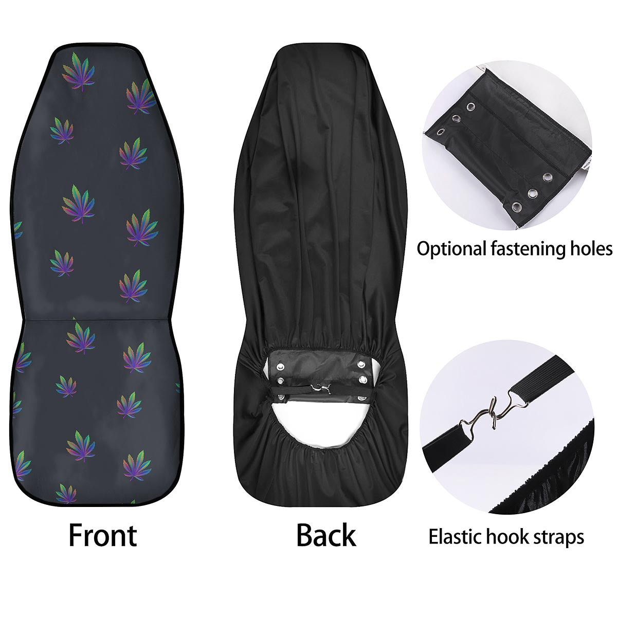Hemp Leaves Reggae Trippy Print Pattern Car Seat Covers-grizzshop