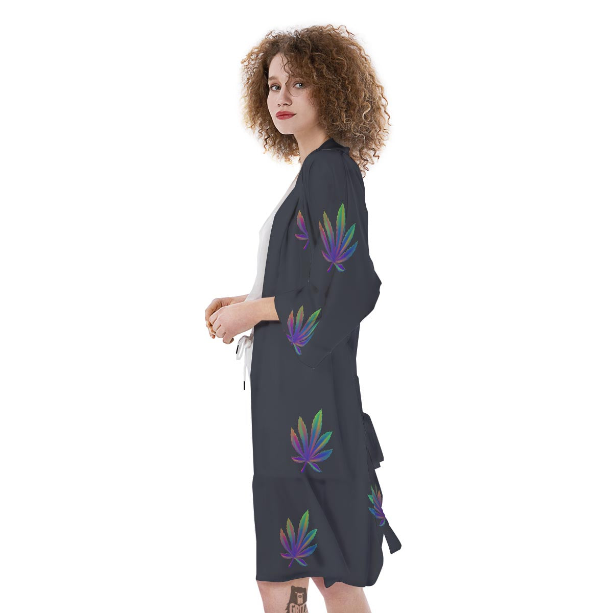 Hemp Leaves Reggae Trippy Print Pattern Kimono-grizzshop