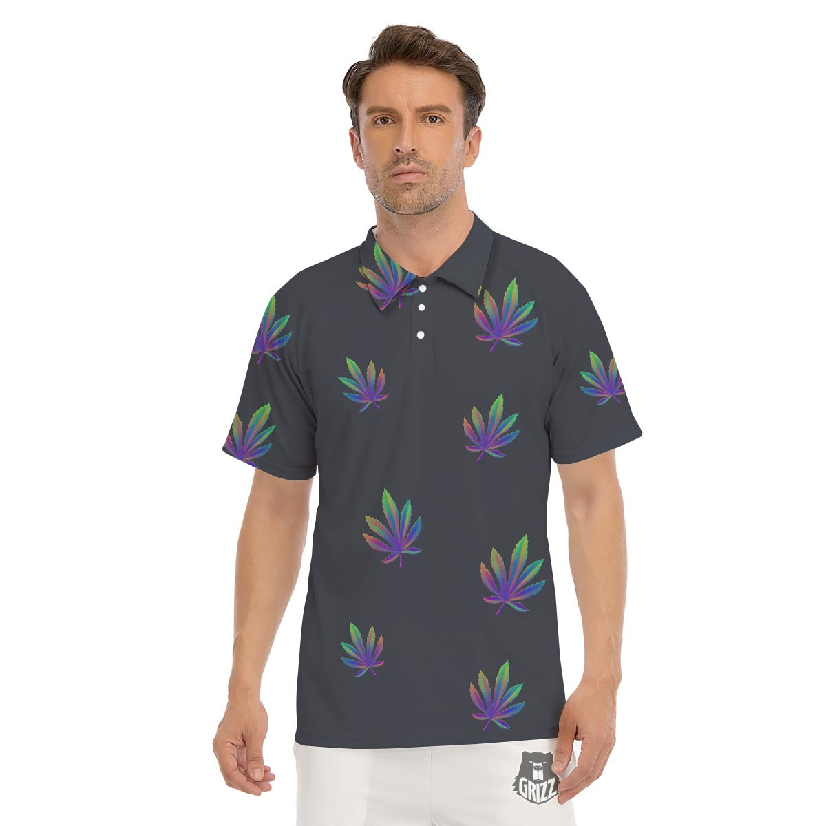 Hemp Leaves Reggae Trippy Print Pattern Men's Golf Shirts-grizzshop