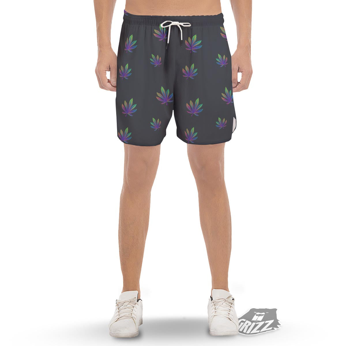 Hemp Leaves Reggae Trippy Print Pattern Men's Gym Shorts-grizzshop