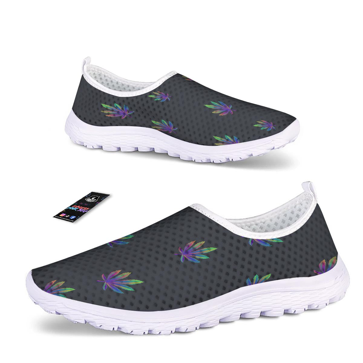 Hemp Leaves Reggae Trippy Print Pattern Nurse Shoes-grizzshop
