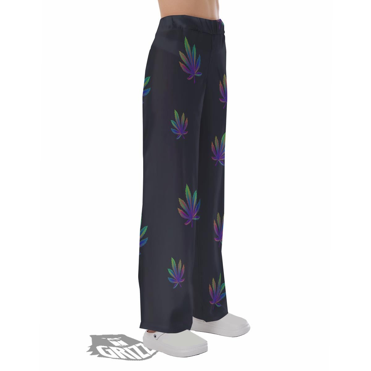 Hemp Leaves Reggae Trippy Print Pattern Pajama Pants-grizzshop