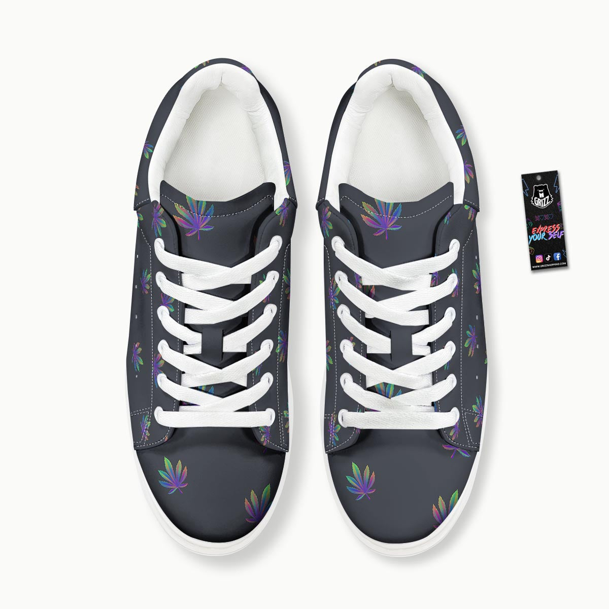 Hemp Leaves Reggae Trippy Print Pattern Platform Shoes-grizzshop