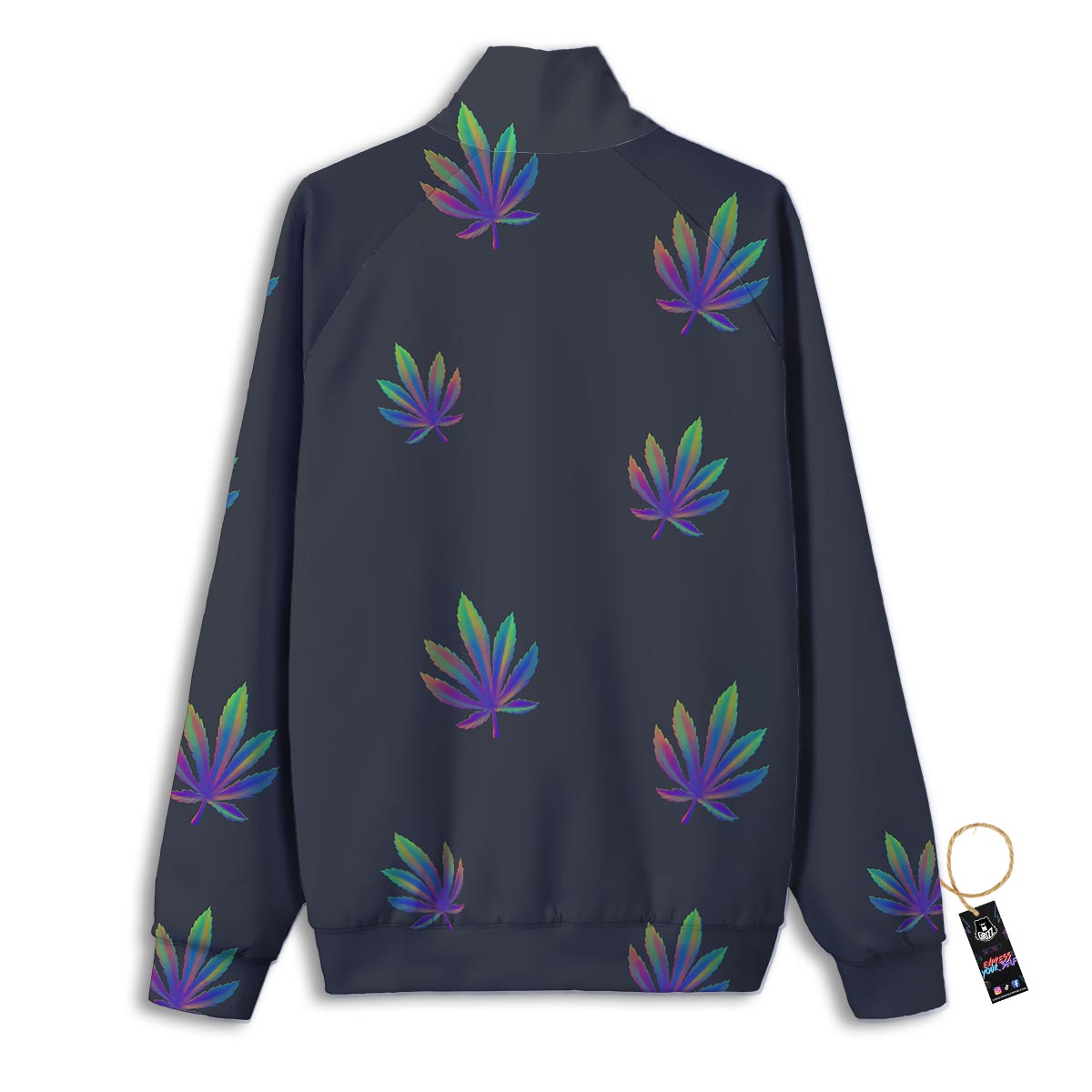 Hemp Leaves Reggae Trippy Print Pattern Track Jacket-grizzshop