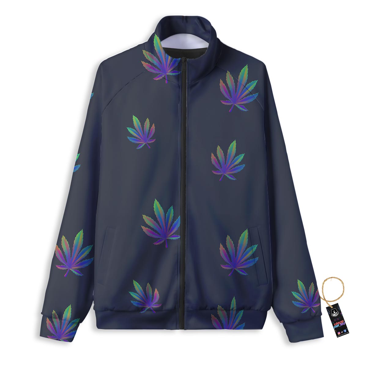 Hemp Leaves Reggae Trippy Print Pattern Track Jacket-grizzshop