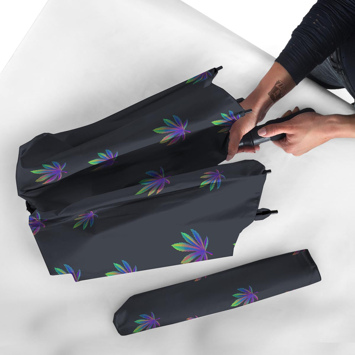 Hemp Leaves Reggae Trippy Print Pattern Umbrella-grizzshop