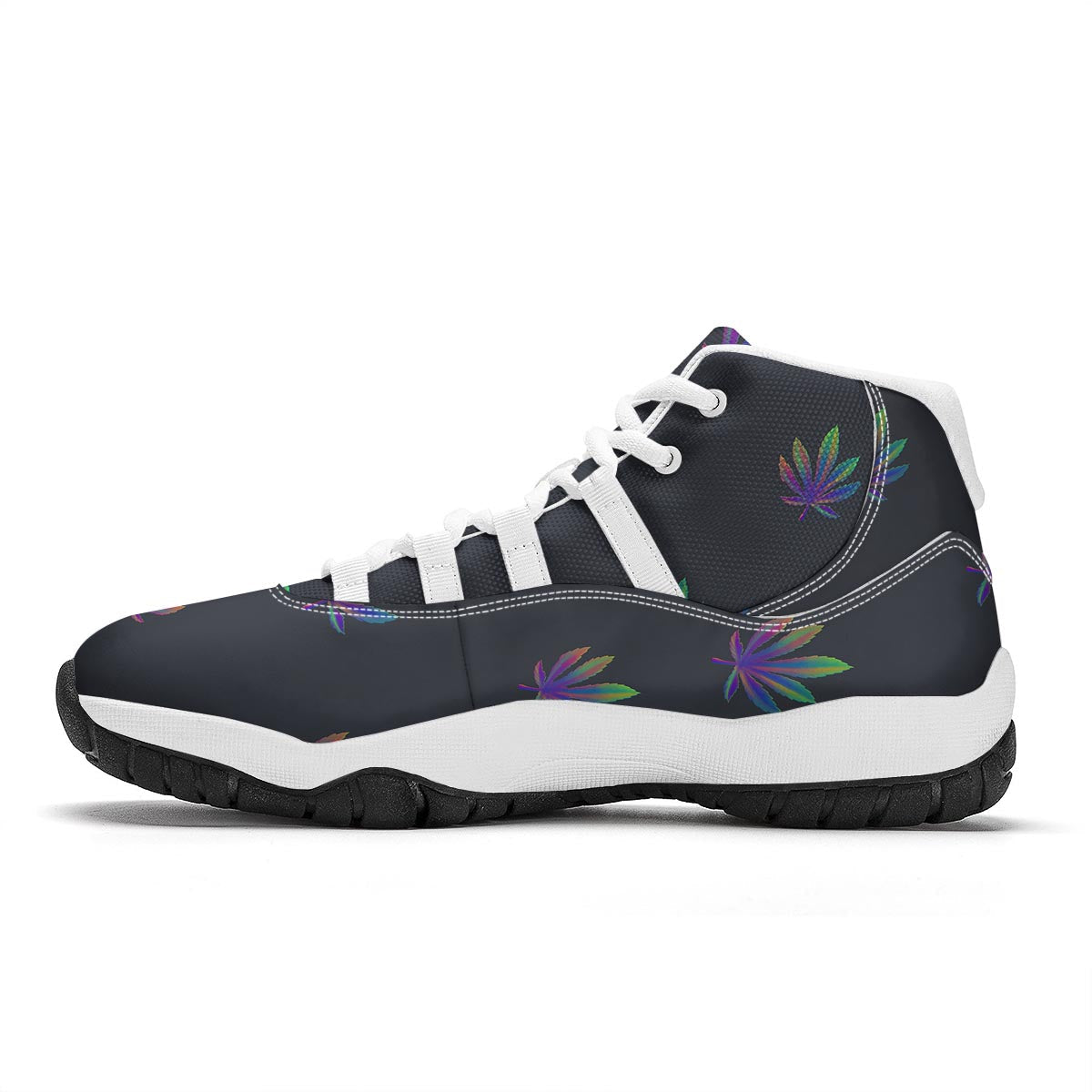 Hemp Leaves Reggae Trippy Print Pattern White Bball Shoes-grizzshop