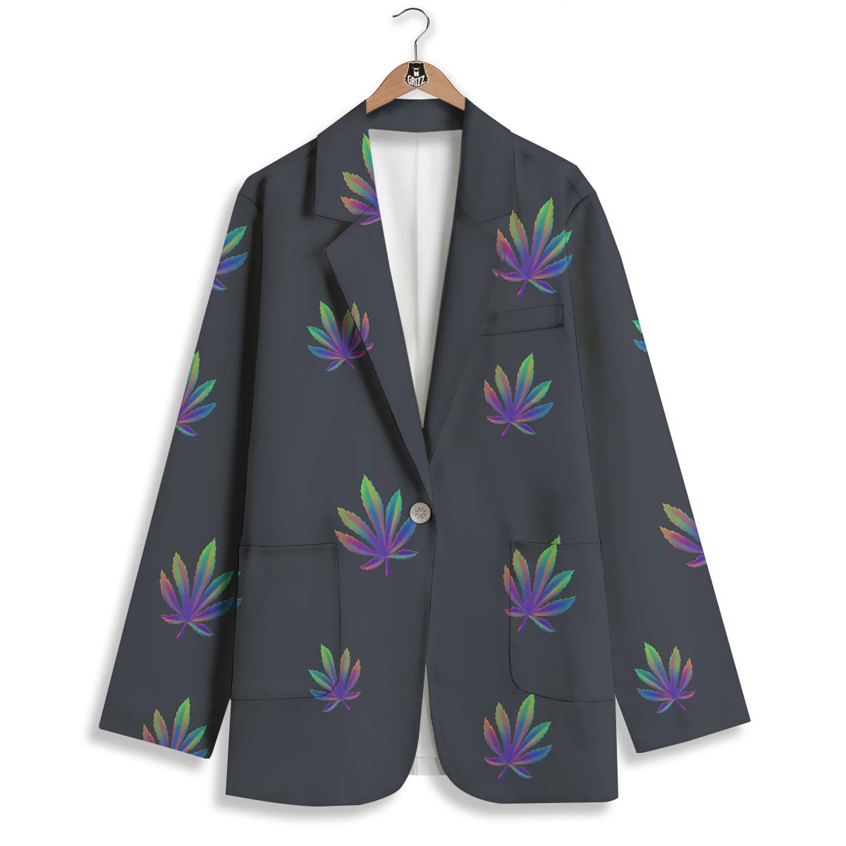 Hemp Leaves Reggae Trippy Print Pattern Women's Blazer-grizzshop