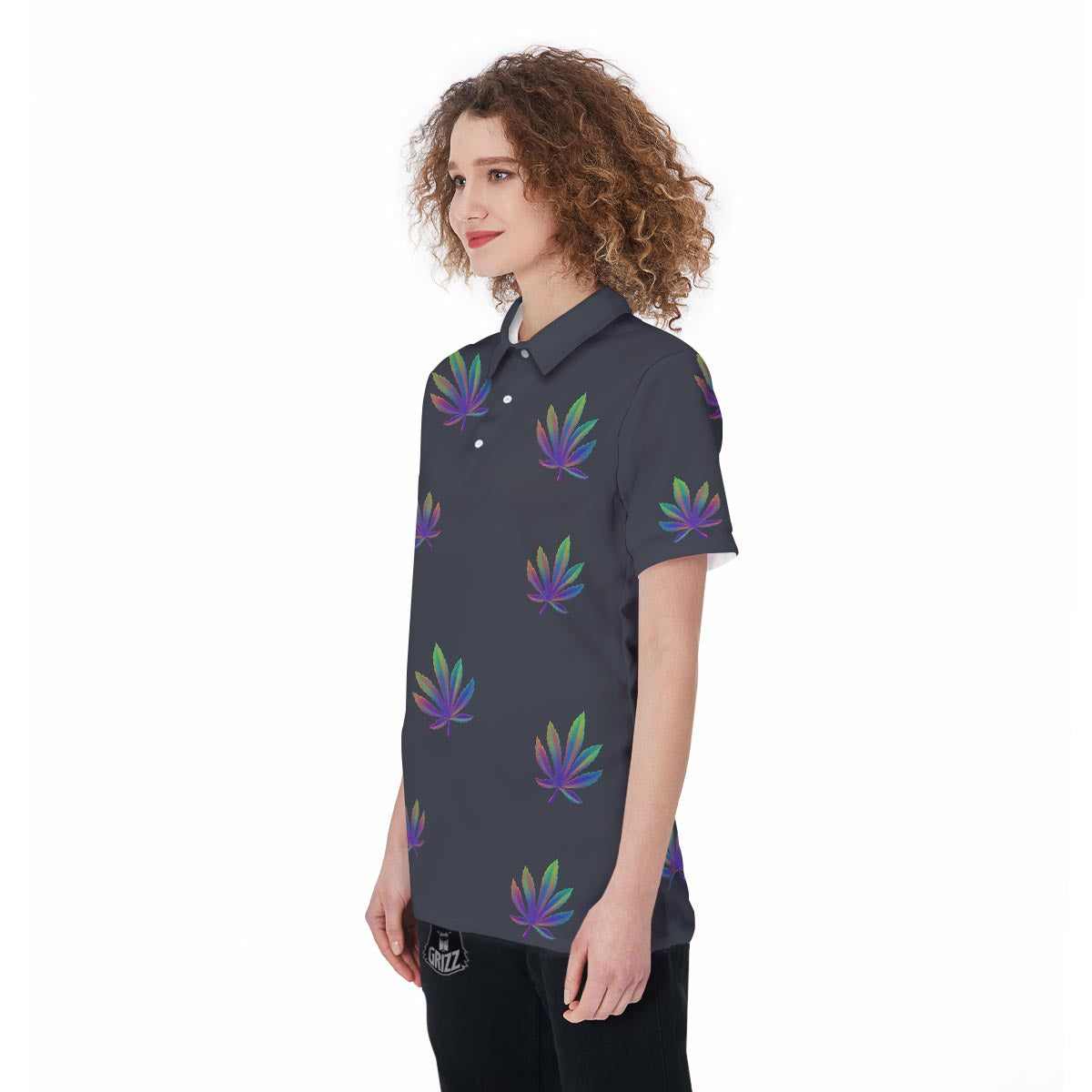 Hemp Leaves Reggae Trippy Print Pattern Women's Golf Shirts-grizzshop
