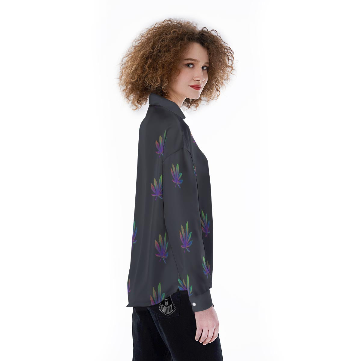 Hemp Leaves Reggae Trippy Print Pattern Women's Long Sleeve Shirts-grizzshop