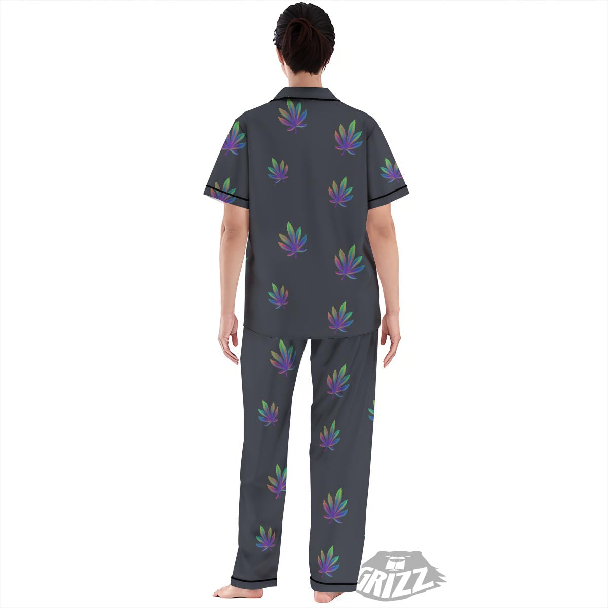 Hemp Leaves Reggae Trippy Print Pattern Women's Pajamas Set-grizzshop