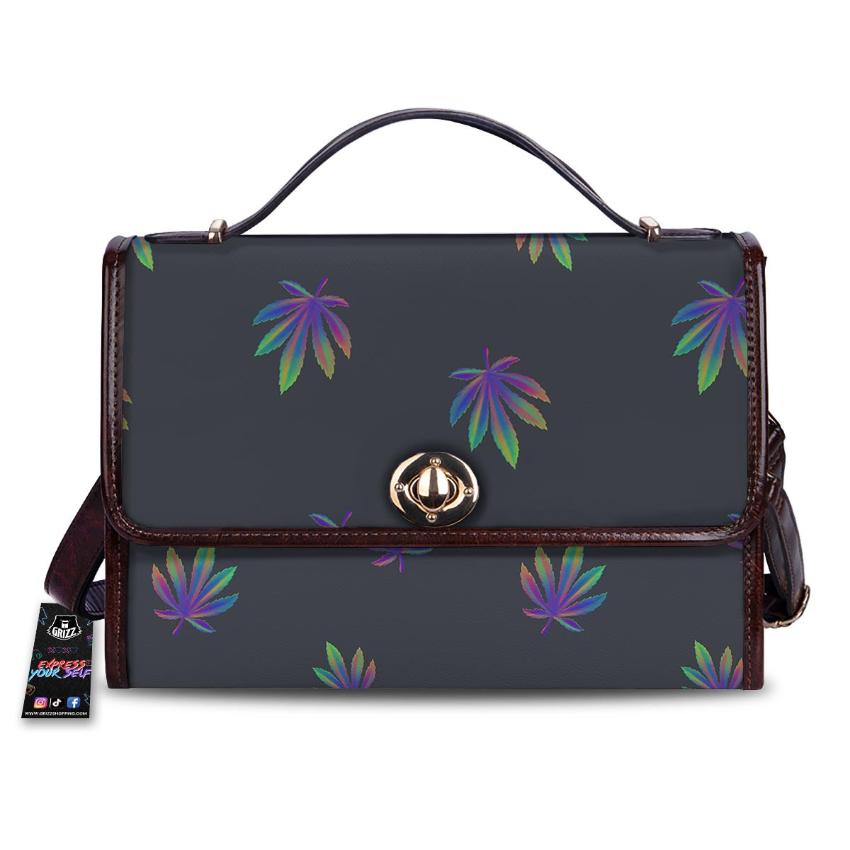 Hemp Leaves Reggae Trippy Print Pattern Women's Satchel Bag