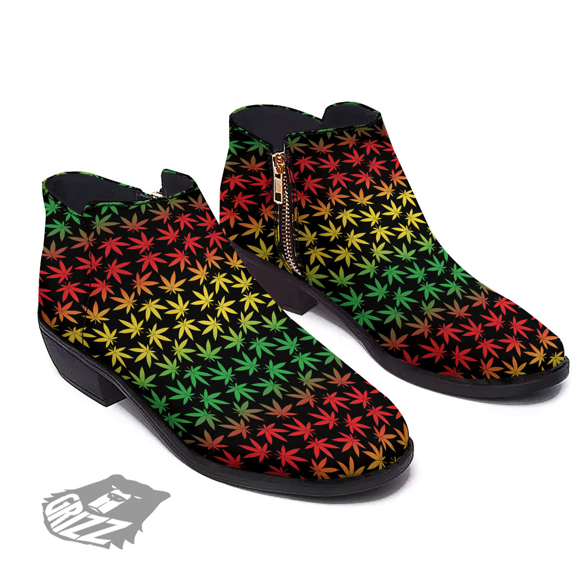 Hemp Rastafarian Print Pattern Ankle Boots-grizzshop