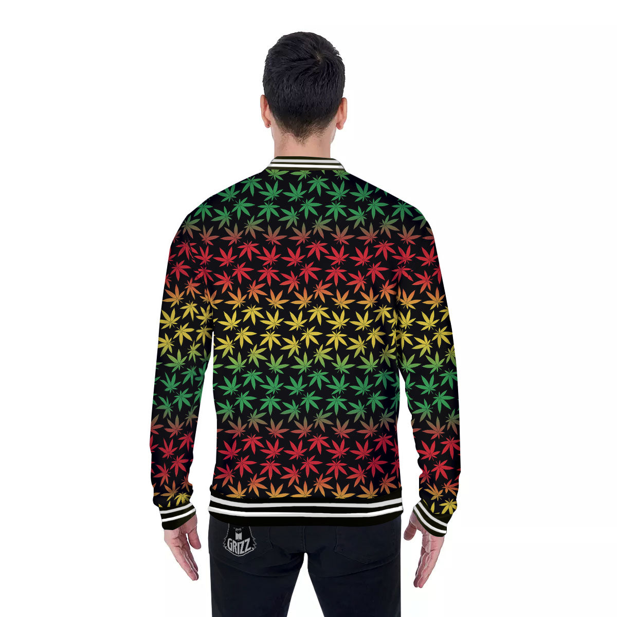 Hemp Rastafarian Print Pattern Baseball Jacket-grizzshop