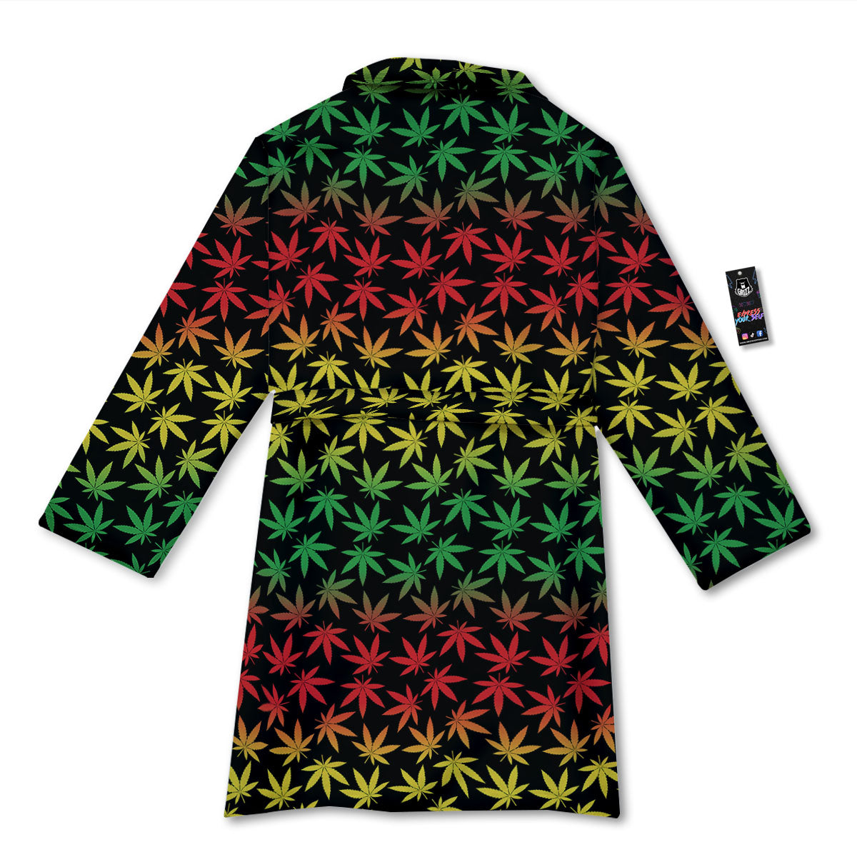Hemp Rastafarian Print Pattern Bathrobe-grizzshop