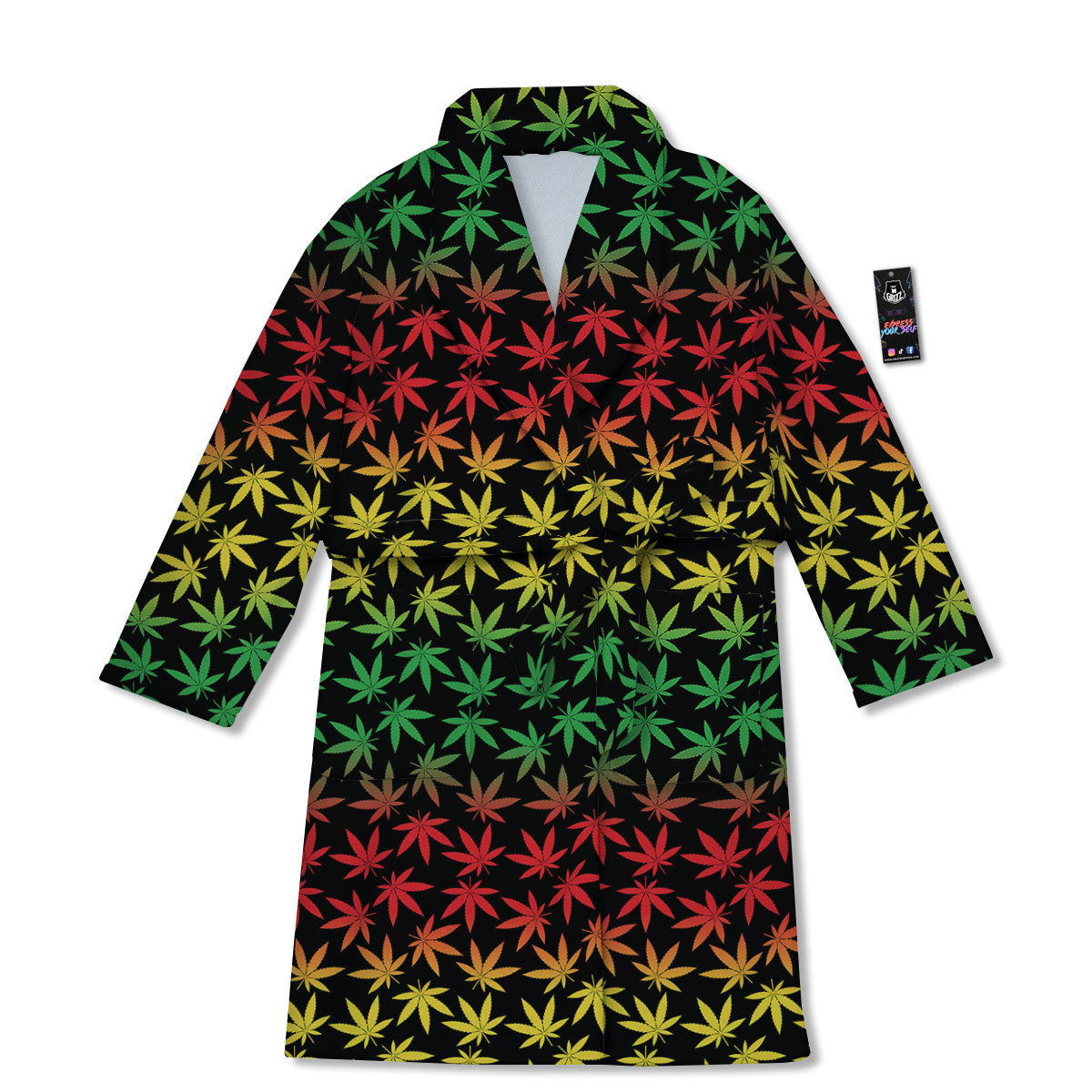 Hemp Rastafarian Print Pattern Bathrobe-grizzshop